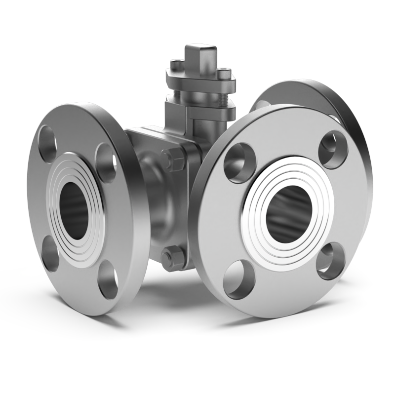 Three way type steel ball valve